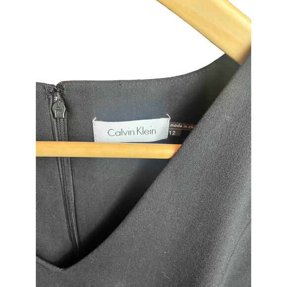 Calvin Klein Black Sheath Crepe Dress Work Career | Sz 12 | NWT - Picture 12 of 16